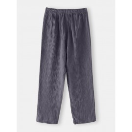 Cotton Mens Solid Color Drawstring Pajama Bottoms With Pocket