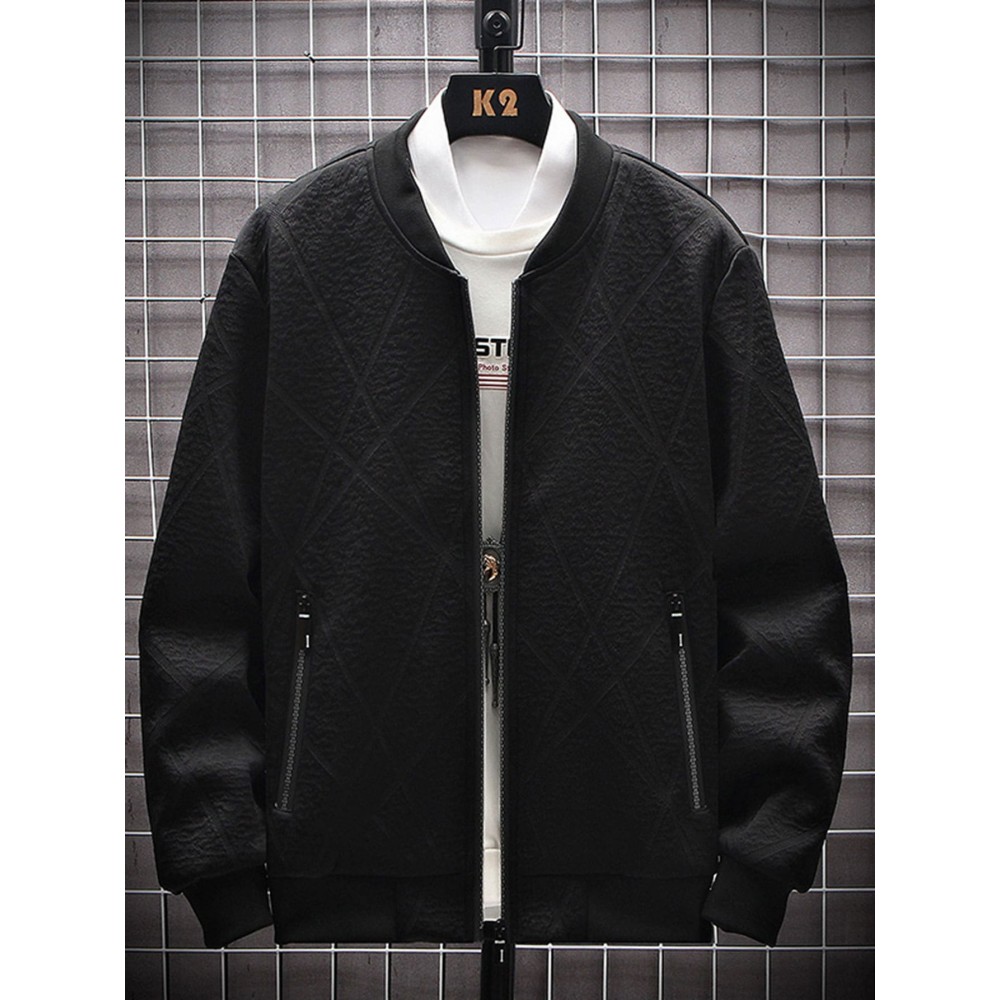 Men 1pc Zip Up Bomber Jacket