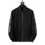 Men Letter Graphic Contrast Panel Zipper Bomber Jacket