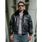 Men  Collar Zip Up PU Leather Jacket