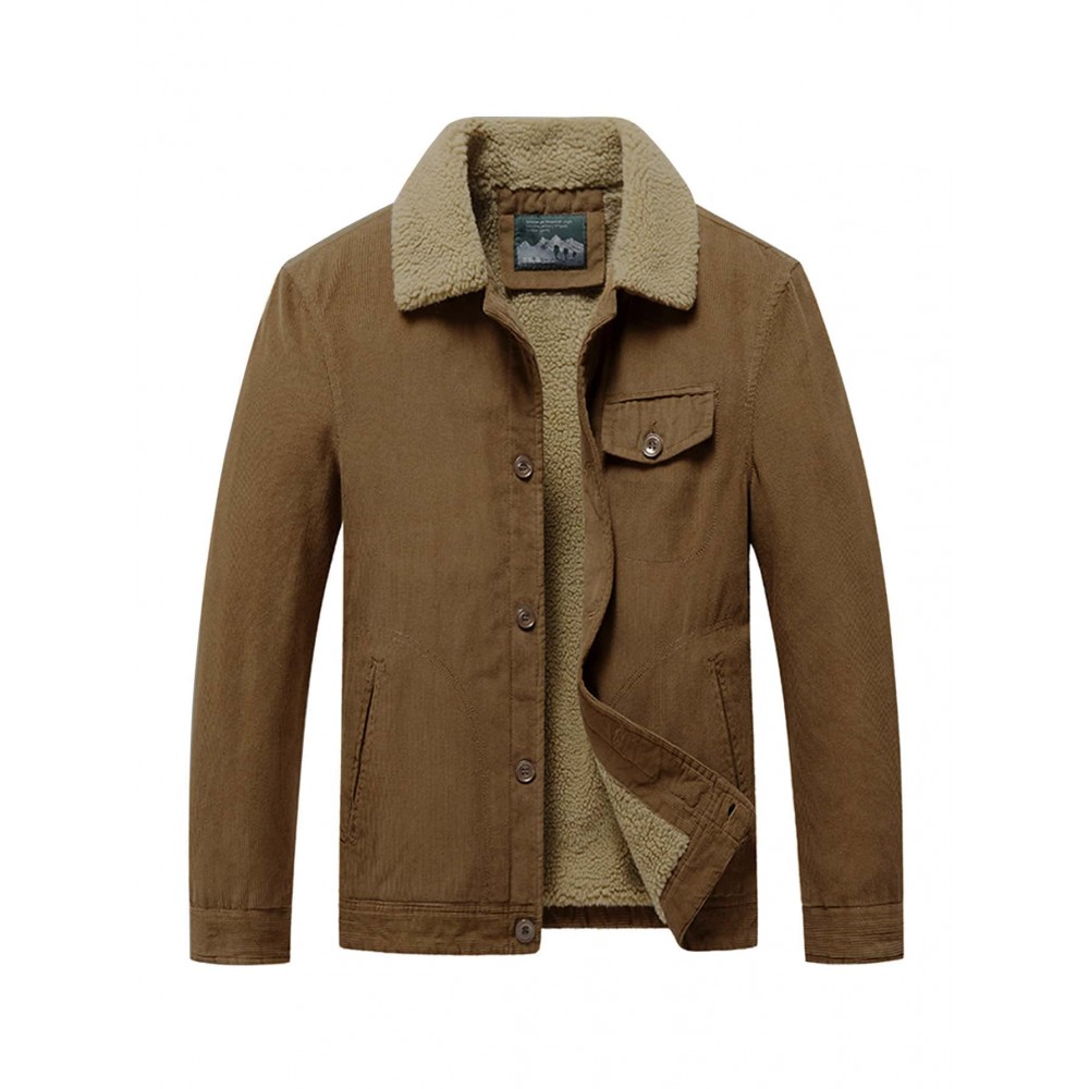 Men Teddy Lined Corduroy Jacket