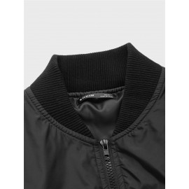 Men Zip Front Bomber Jacket