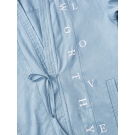 Love Worthy Men Letter Graphic Tie Front Drop Shoulder Jacket