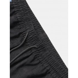 Mens Corduroy Side Stripe Drawstring Black Jog Casual Pants