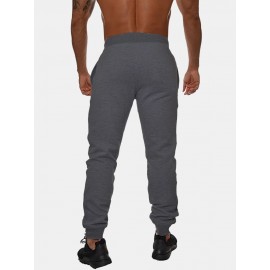 Mens Basic Solid Color Cotton Drawstring Sport Loose Fit Fitness Jogger Pants