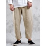 Mens 100% Cotton Solid Color Breathable Casual Pants