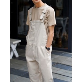 Mens 100% Cotton Loose Pocketed Jumpsuit Overalls One Pants