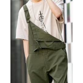 Mens 100% Cotton Loose Pocketed Jumpsuit Overalls One Pants