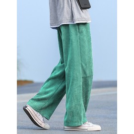 Mens Corduroy Drawstring Pocket Wide Leg Cargo Pants