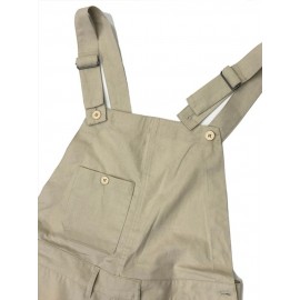 Mens 100% Cotton Loose Pocketed Jumpsuit Overalls One Pants