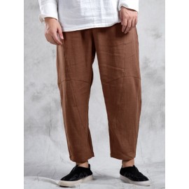 Mens 100% Cotton Solid Color Breathable Casual Pants