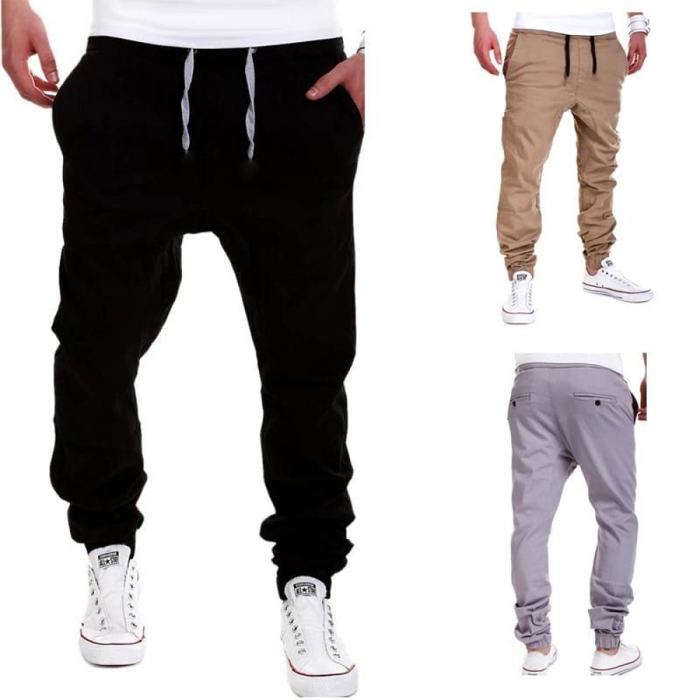 Men’s Jogging Cotton Drawstring Pants Casual Sports Trousers Slim Trousers Outdoor Fitness Hiking