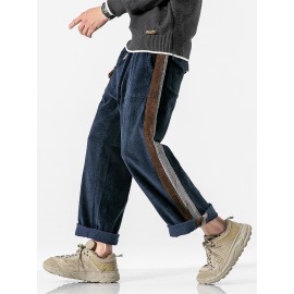 Corduroy Mens Poclet Side Stripe Drawstring Casual Straight Leg Pants