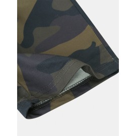 Cotton Mens Camouflage Drawstring Casual Pants With Pocket