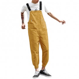 Men Fashion Dungarees Soft Breathable Overalls Suspender Trousers Workwear Bib Pants Jumpsuit Outdoor Hiking Travel