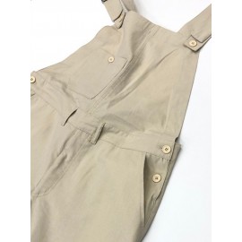 Mens 100% Cotton Loose Pocketed Jumpsuit Overalls One Pants