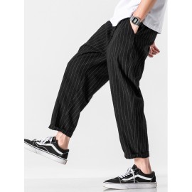 Mens 100% Cotton Stripe Drawstring Fit Comfy Casual Pants