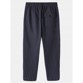 Mens 100% Cotton Stripe Drawstring Fit Comfy Casual Pants