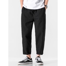 Mens 100% Cotton Stripe Drawstring Fit Comfy Casual Pants