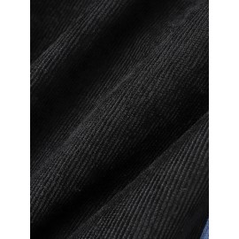 Mens Corduroy Side Stripe Drawstring Black Jog Casual Pants