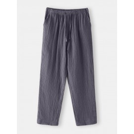 Cotton Mens Solid Color Drawstring Pajama Bottoms With Pocket