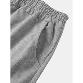 Mens Cotton Elastic Waist Multi Pocket Gery Jogger Pants